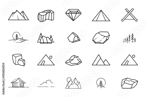 Ultra Minimal Boulder Stone Vector