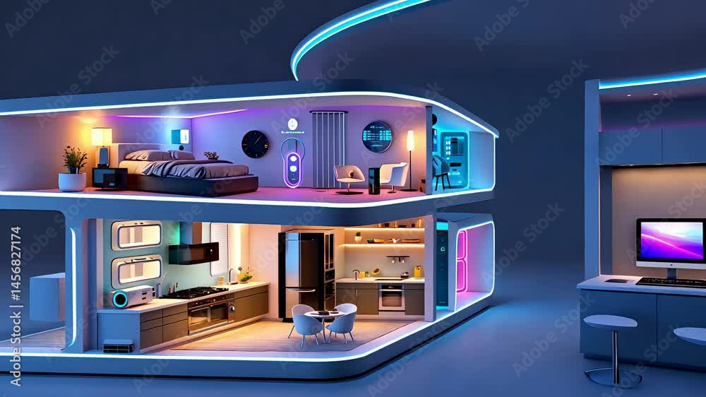 custom made wallpaper toronto digitalSmart Futuristic Apartment Interior with Ambient Lighting
