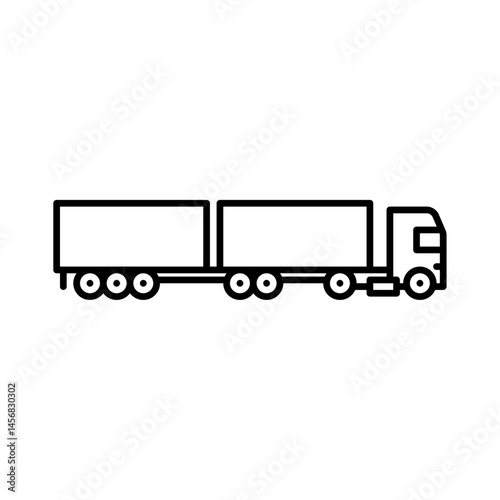 road train outline icon. long combination vehicle black line illustration.