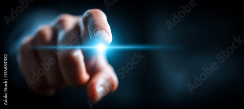 Hand touch blue light. Digital marketing e-commerce business. Generative AI technology.	
