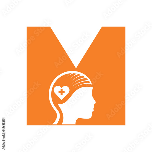 Medical Health Logo combine with letter M vector template