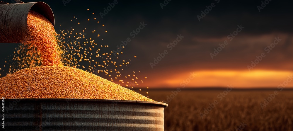 Corn grain. Agriculture farming business. Generative AI technology.