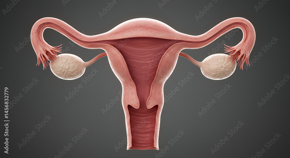 Obraz premium Detailed 3D Render of Female Reproductive System Anatomy
