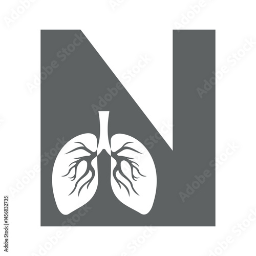 Lungs Logo combine with letter N vector template