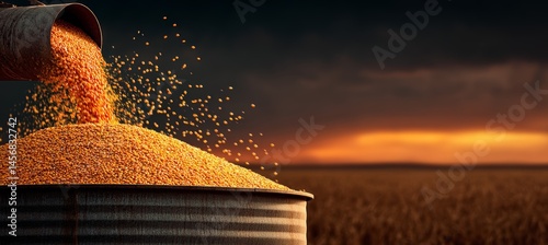 Corn grain. Agriculture farming business. Generative AI technology.