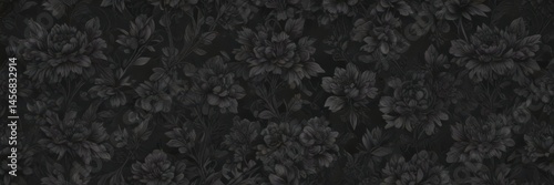 Intricate charcoal floral wallpaper, abstract botanicals, dark seamless pattern , wallpaper, subtlety, modern