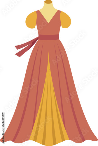 A stylish maxi dress vector art illustration featuring flowing fabric, elegant design, and vibrant colors, perfect for fashion and design projects.