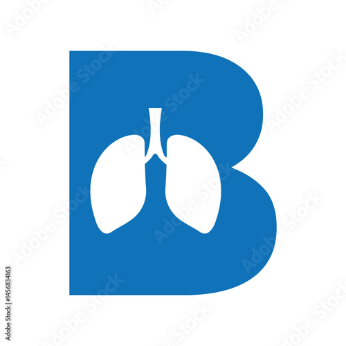 Lungs Logo combine with letter B vector template