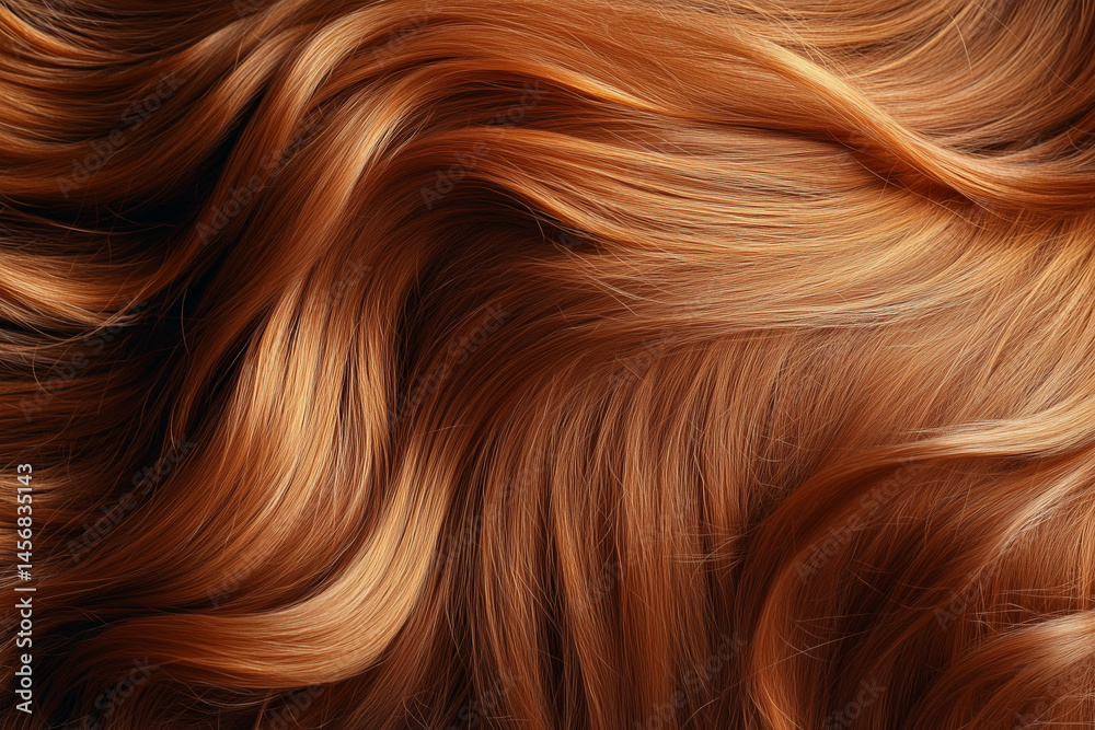 Naklejka premium close up of a woman's long, curly brown hair. The hair is styled in a way that emphasizes its volume and texture, making it appear fuller and more voluminous