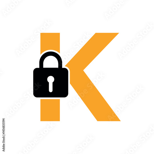 Lock Logo combine with letter K vector template