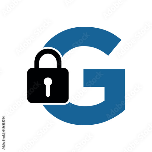 Lock Logo combine with letter G vector template