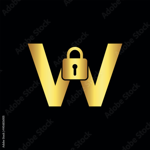 Lock Logo combine with letter W vector template