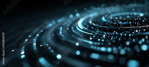 Circular modern structure. Wireless server communication system. Team social linked global digital database. Generative AI technology.	
