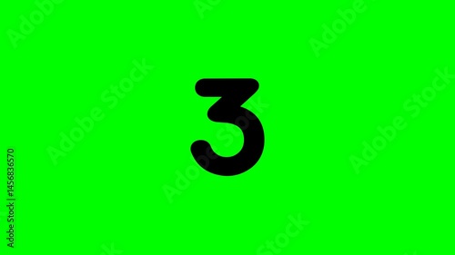 5 second countdown timer from 5 to 1, on black background. 4K resolution animation