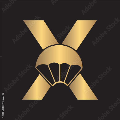 Initial Parashot Logo combine with letter X vector template