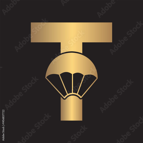 Initial Parashot Logo combine with letter T vector template