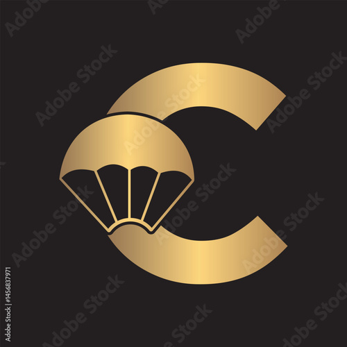 Initial Parashot Logo combine with letter C vector template
