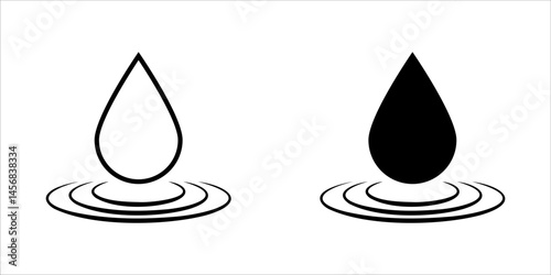 Water drop line icon set. Water drop shape. Water drop black. Vector illustration