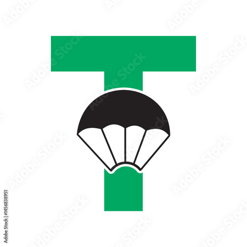 Initial Parashot Logo combine with letter T vector template