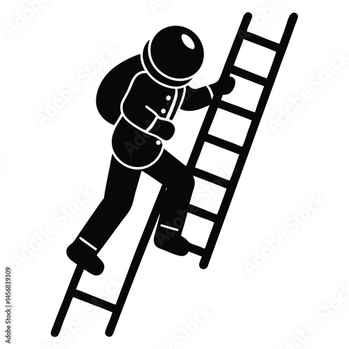 Astronaut Climbing Ladder to Space Reaching for the Stars