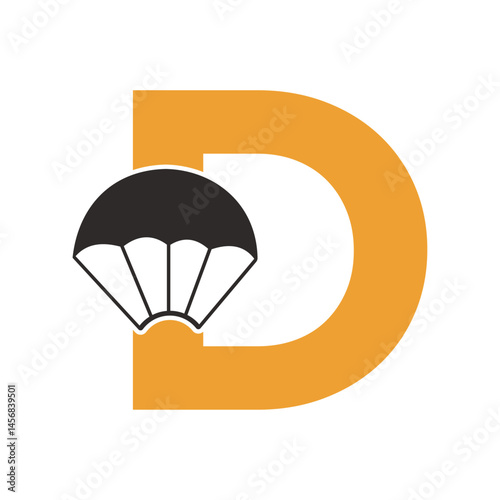 Initial Parashot Logo combine with letter D vector template