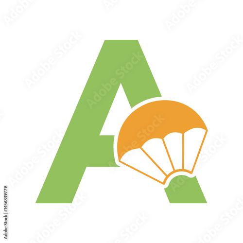 Initial Parashot Logo combine with letter A vector template