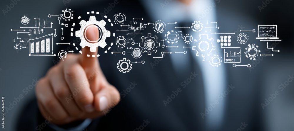 Business setting or system. Concept of digital marketing e-commerce business. Generative AI technology.