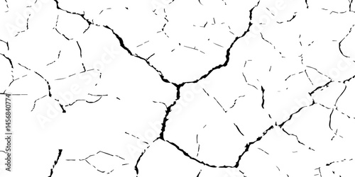 High-Resolution Vector Texture of Dry Cracked Earth with Transparent Background – Grunge Distressed Overlay Featuring Natural Split Lines and Soil Fractures	
