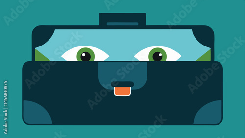 Hidden Cynosure A closeup of a briefcase partially od with glimmers of cash visible as a pair of eyes peers nervously from above the case.