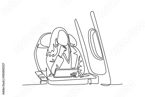 Airport activity concept. Single line draw design. Vector graphic illustration.