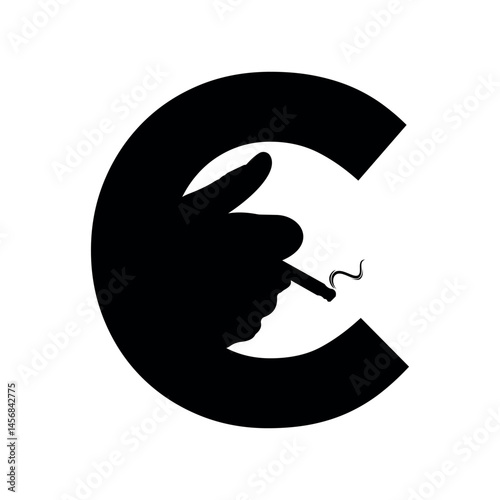 Smoking Logo combine with letter C vector template