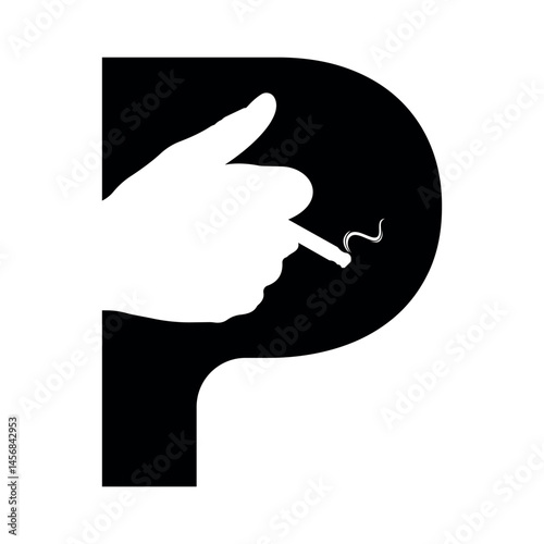 Smoking Logo combine with letter P vector template