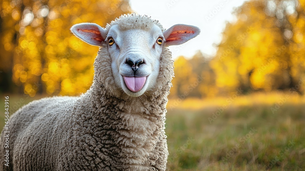 Fototapeta premium Sheep portrait in autumnal setting