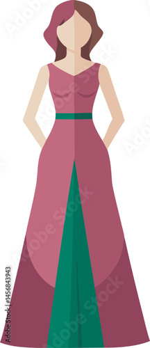 A stylish Maxi Dress vector art illustration featuring elegant, flowing lines, vibrant colors, and detailed design perfect for fashion projects.