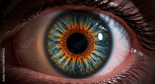 Detailed Close-Up of a Human Eye with Vibrant Iris and Pupil