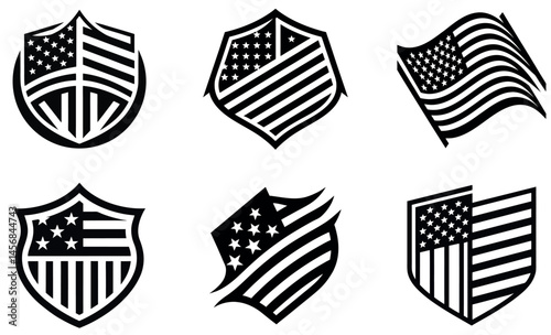 Patriotic USA Flag Logo Designs – American Shield & Badge Icons Bundle