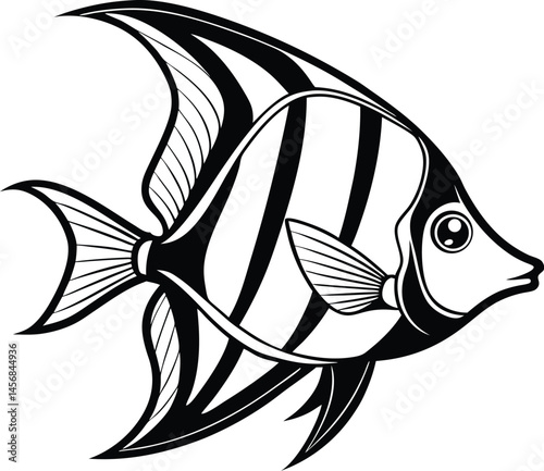 Angelfish silhouette, angelfish vector silhouette, icon, illustration on a white background