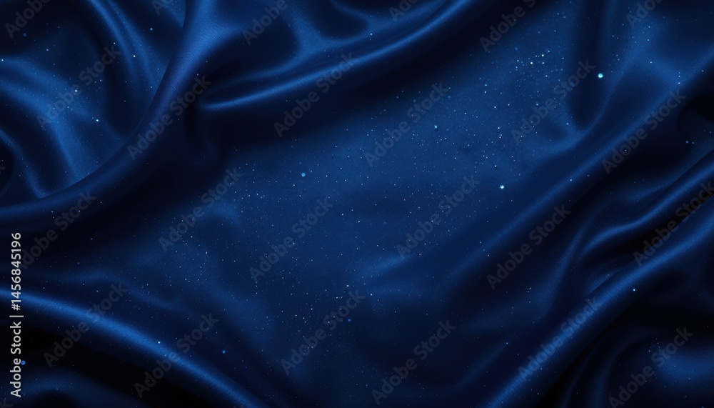 Fototapeta premium Deep indigo silk fabric draped in folds.