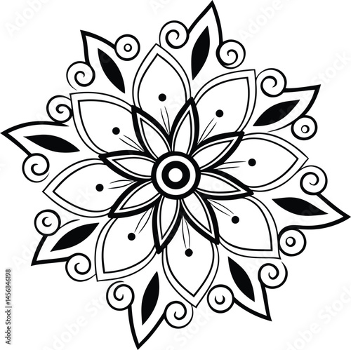 mandala, illustration, decoration, pattern, symbol, vector, in silhouette, black and white, concepts, cut out
