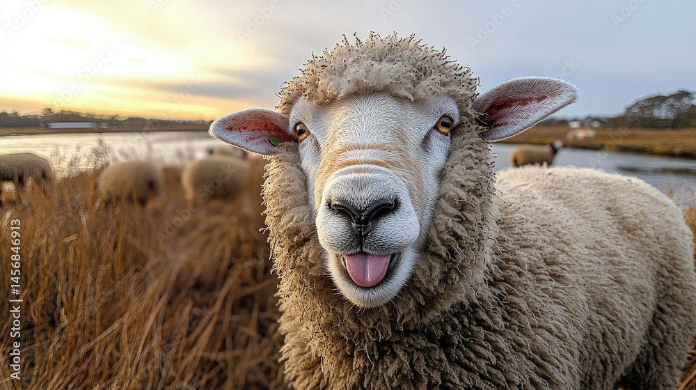Obraz premium Sheep portrait in rural setting