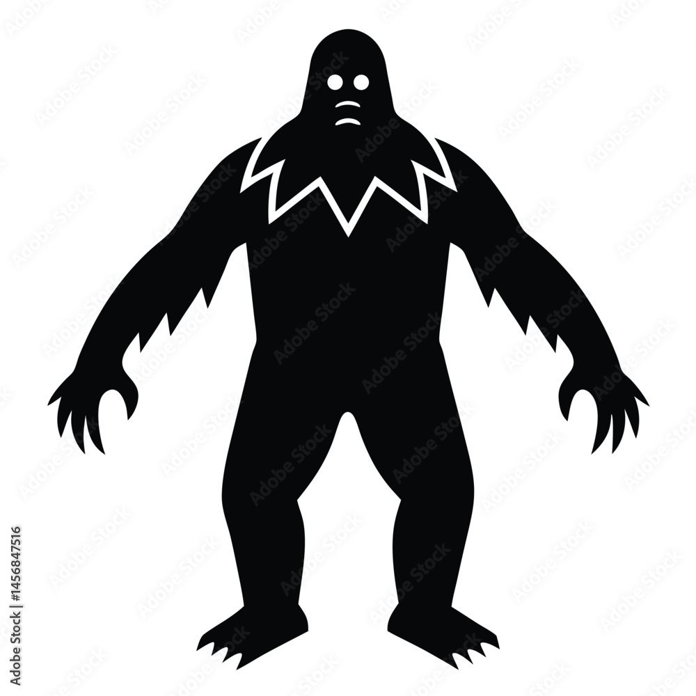 Obraz premium Mysterious Bigfoot Silhouette Cryptid Creature Illustration