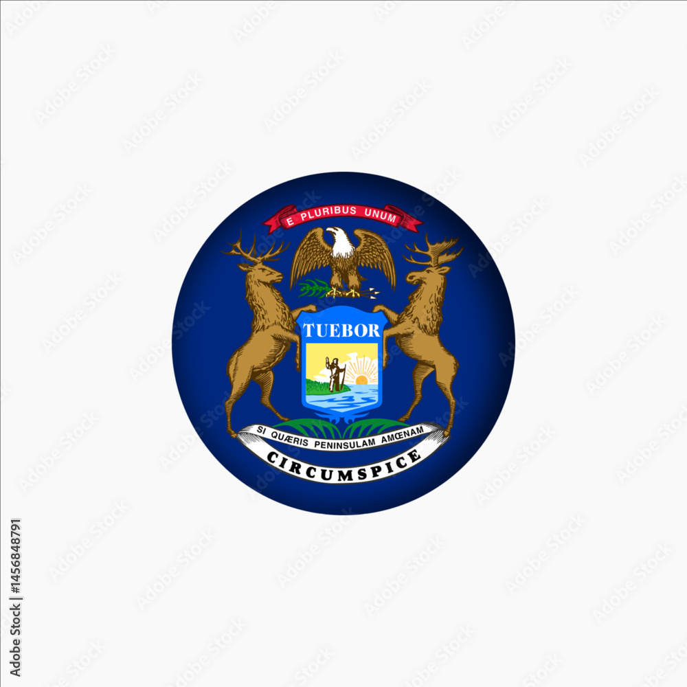 Fototapeta premium Michigan flag in 3D sphere. Michigan flag logo illustration. Michigan flag icon.