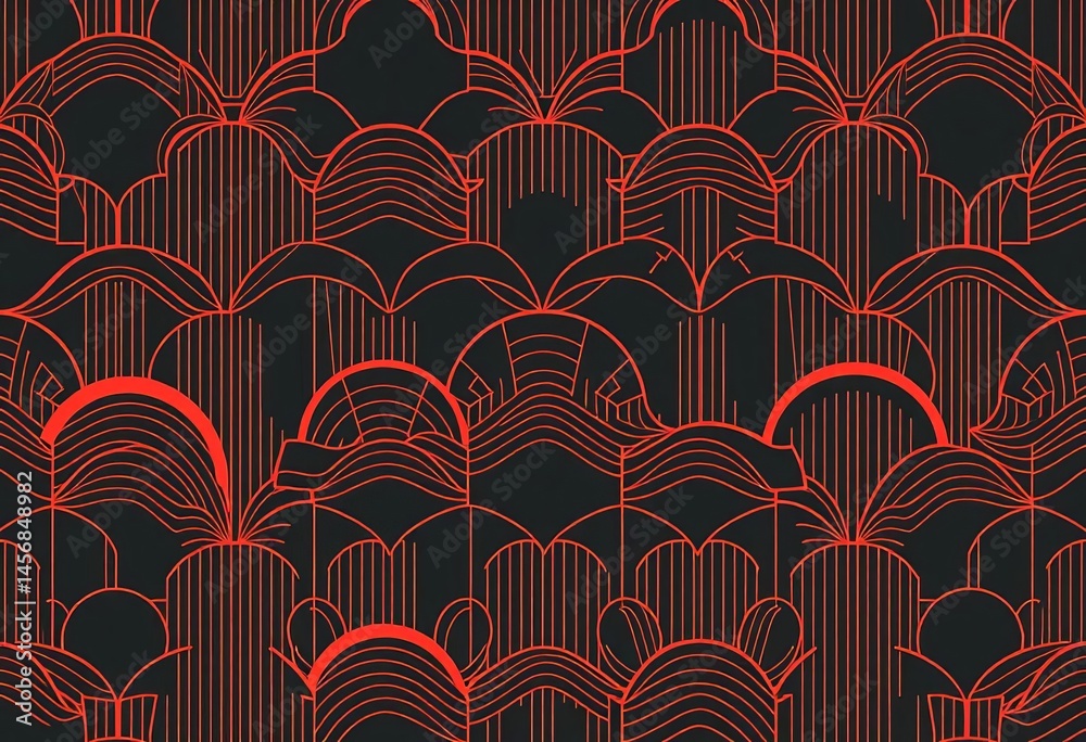 Dramatic geometric Japanese-inspired linear seamless pattern with stylish texture , geometric, grey Dramatic geometric Japanese-inspired linear seamless pattern with stylish texture , geometric, grey