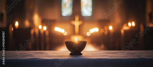 Peaceful candlelight in a church
