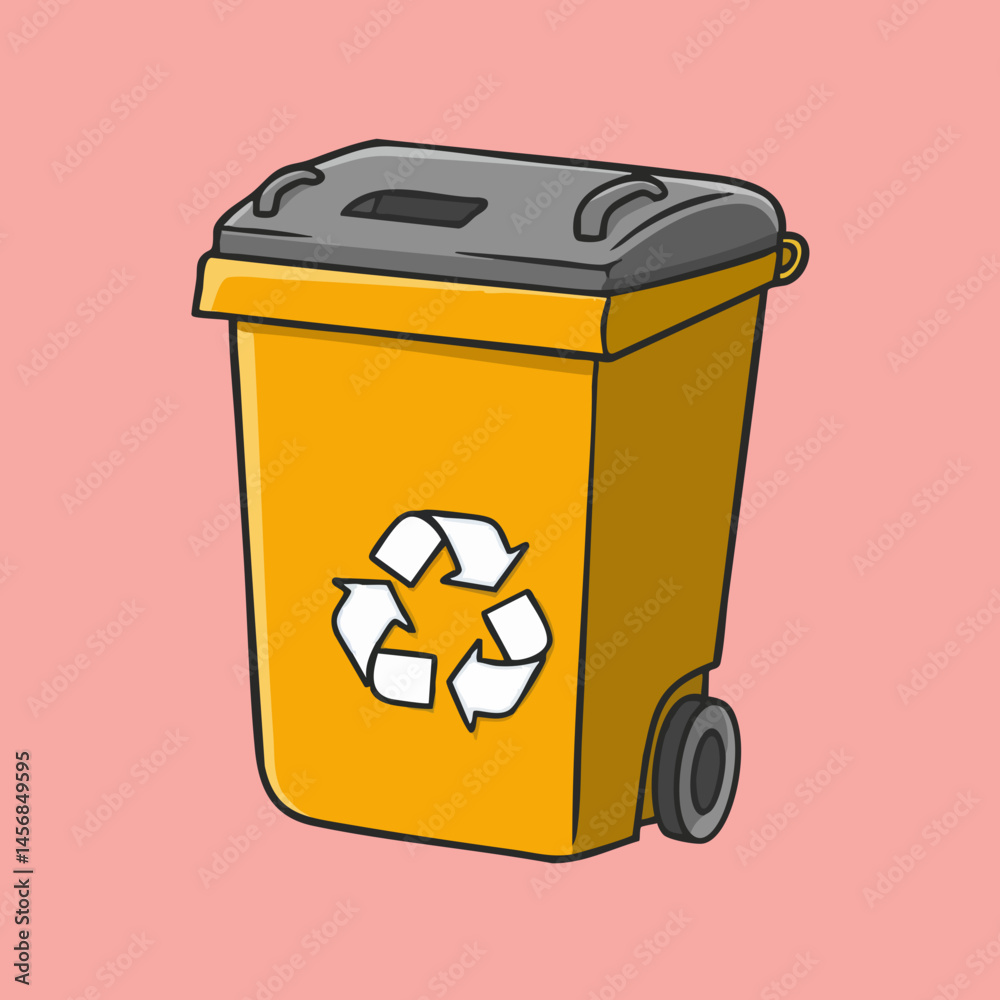Wheeled Recycling Bin with Recycle Symbol. Vector Image Wheeled Recycling Bin with Recycle Symbol. Vector Image