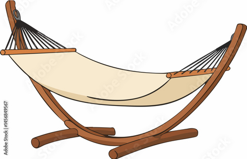 Wooden Stand Hammock Illustration. Vector Image