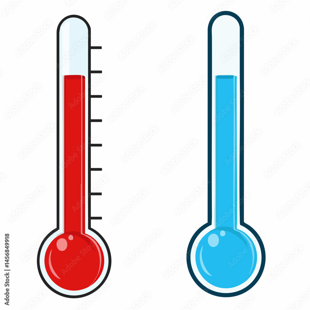 Thermometer Icons Hot Cold Temperature Indicators. Vector Image Thermometer Icons Hot Cold Temperature Indicators. Vector Image