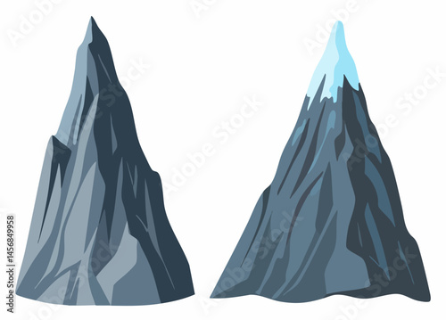 Stylized Mountain Peak Illustrations Set. Vector Image