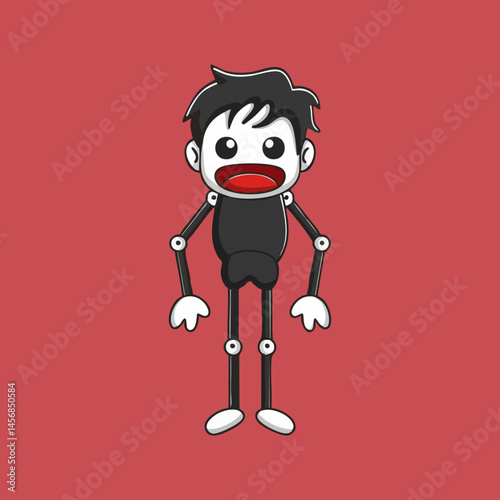 Joyful Cartoon Character with Articulated Limbs. Vector Image