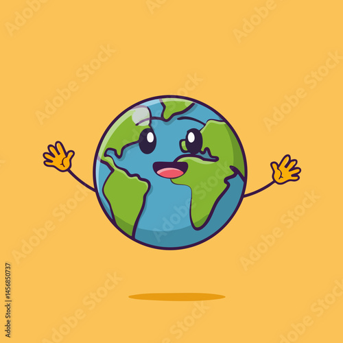 Happy Earth Character Illustration. Vector Image